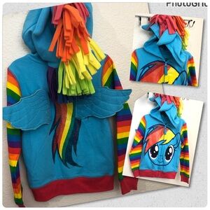 MY LITTLE PONY Girls Hooded Full Zip Hoodie Sweatshirt Wings Decorated NWT